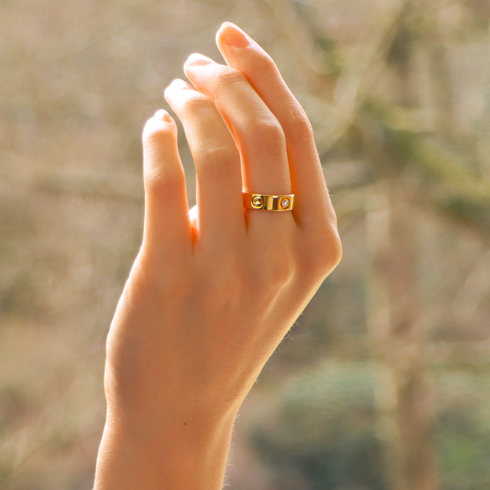 Vintage Cartier Three Diamond Love Ring in Yellow Gold Size 50 at
