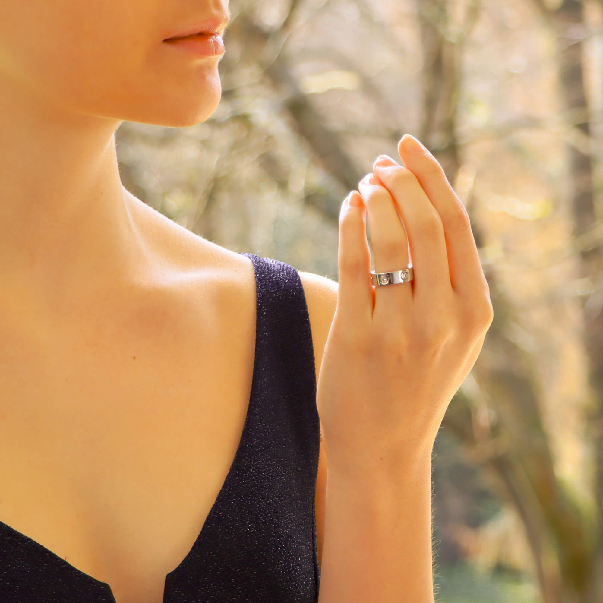 Vintage Cartier Six Diamond Love Ring in White Gold Size 48 at