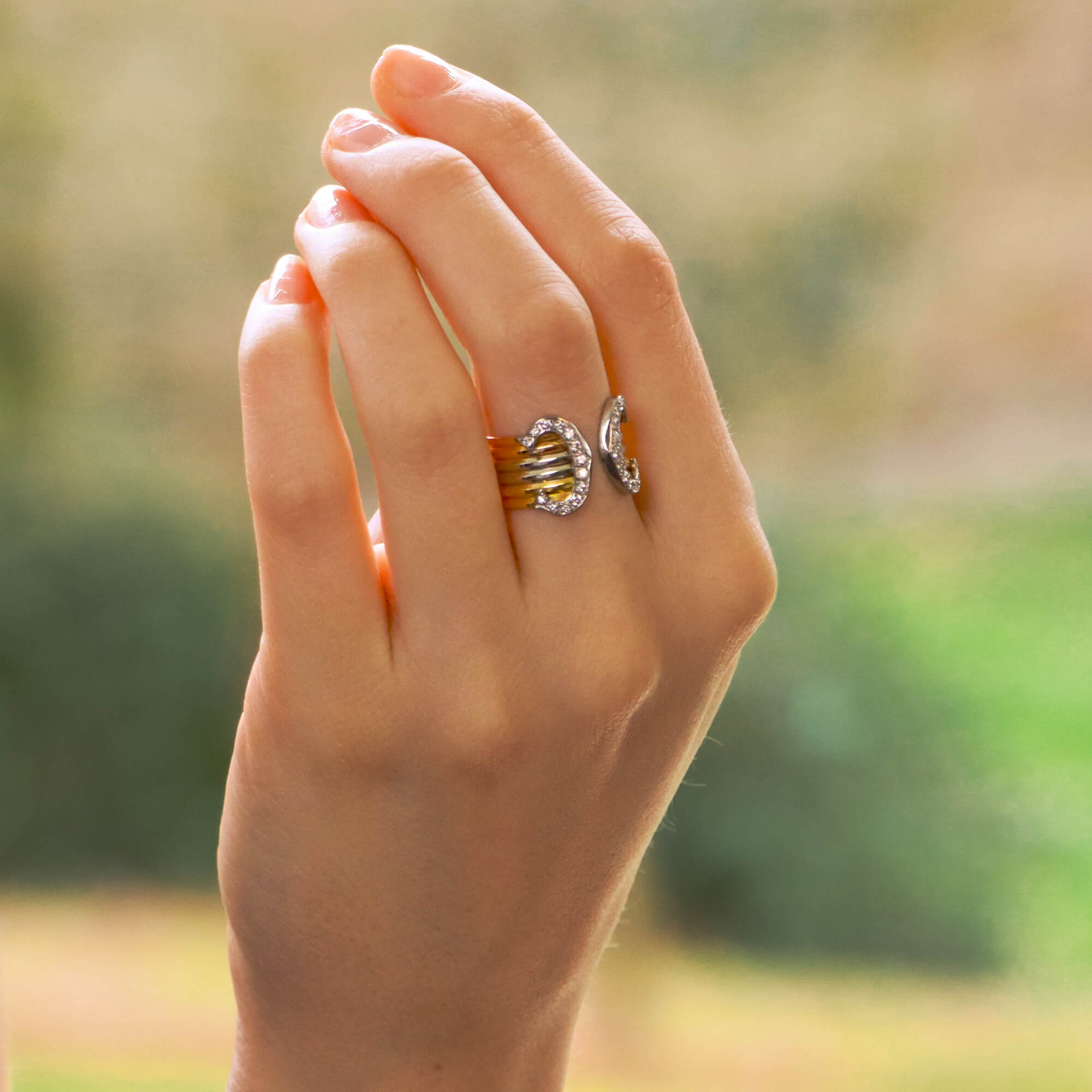 Vintage C de Cartier Diamond Trinity Band Ring at Susannah Lovis