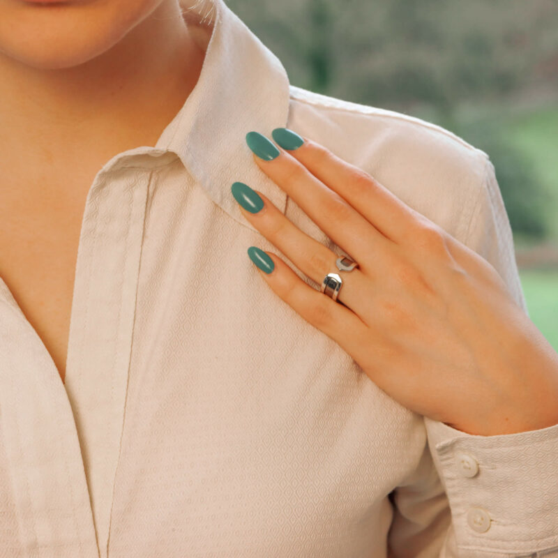 Vintage Cartier Double C Band Ring in White Gold and Rhodium