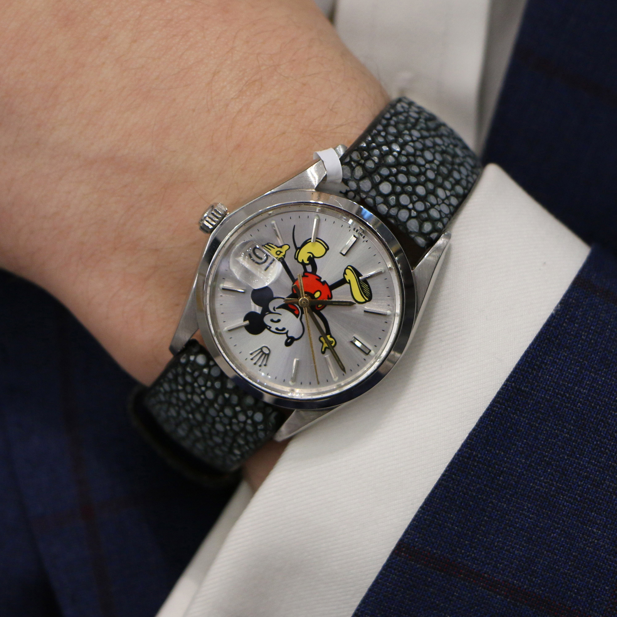 Mickey Mouse Rolex Oyster Date wrist watch at Susannah Lovis Jewellers