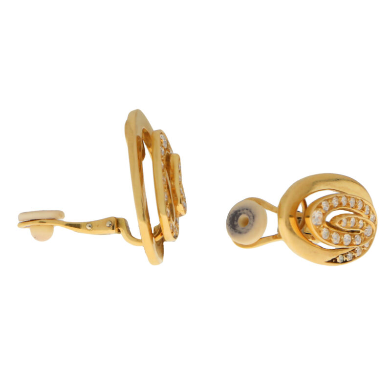 Bulgari Diamond Swirl Clip On Earrings