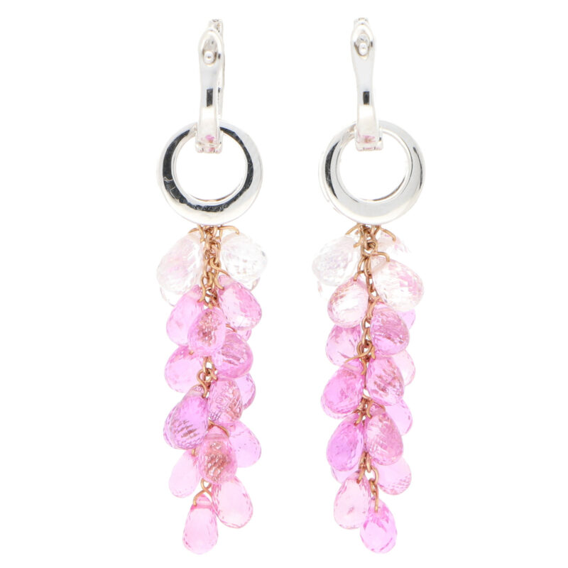 Briolette Pink Sapphire and Diamond Convertible Drop Earrings