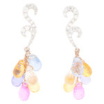Pastel Rainbow Sapphire and Diamond Drop Earrings