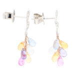 Pastel Rainbow Sapphire and Diamond Drop Earrings