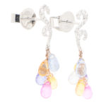Pastel Rainbow Sapphire and Diamond Drop Earrings