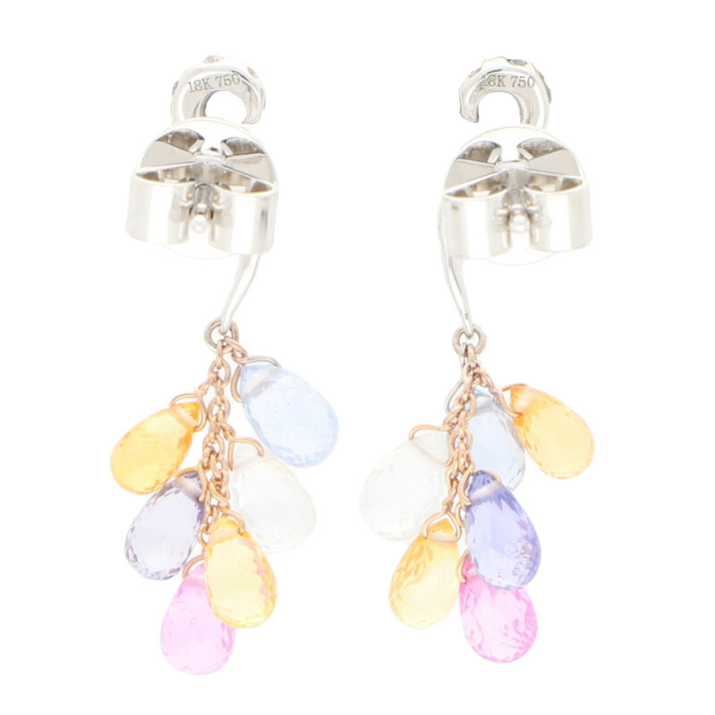 Pastel Rainbow Sapphire and Diamond Drop Earrings