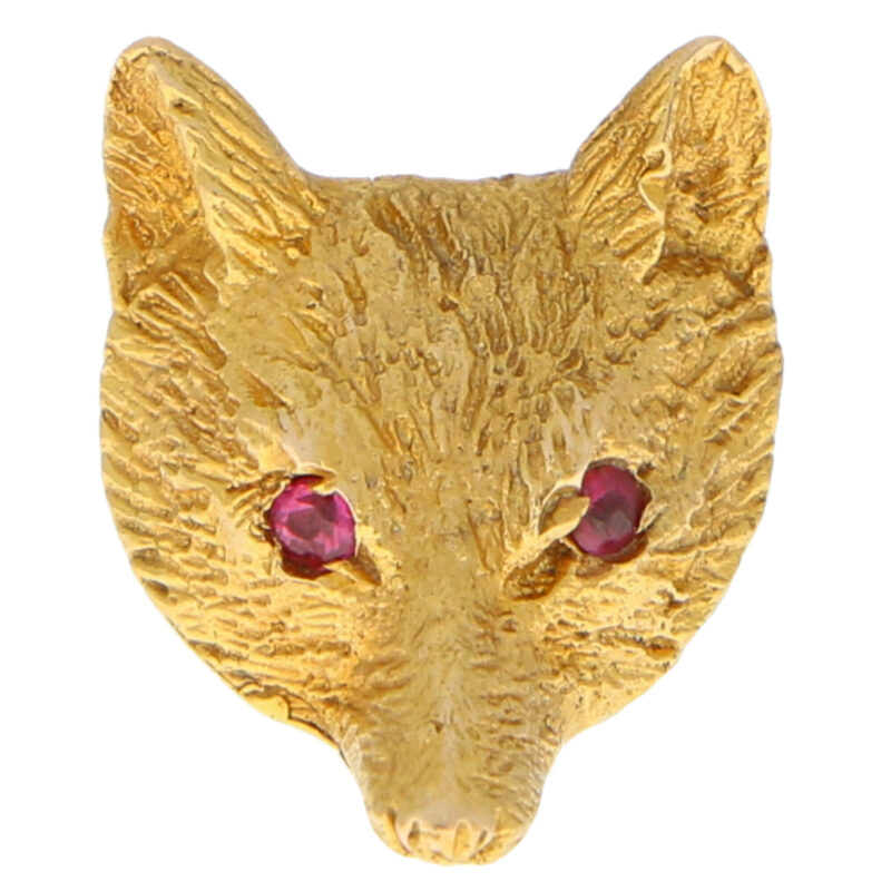 Vintage Ruby Eyed Fox Pin Brooch