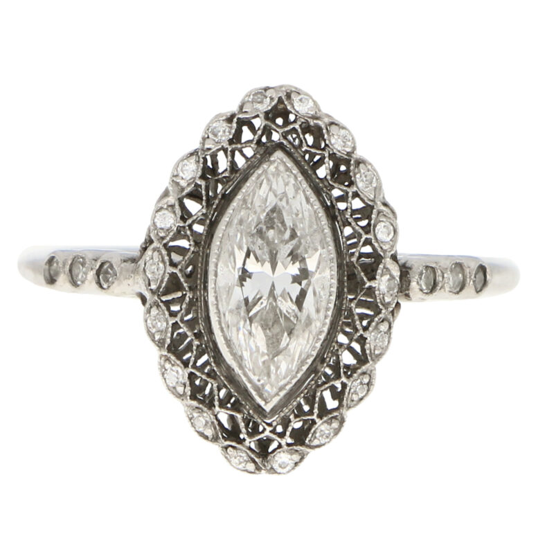 Art Deco Inspired Marquise Cut Diamond Cluster Ring