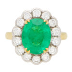 Emerald and Diamond Cluster Ring