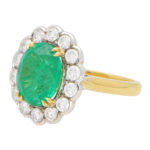 Emerald and Diamond Cluster Ring