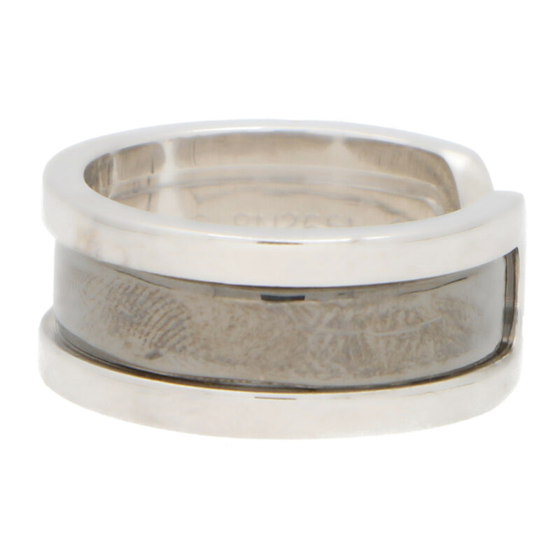 Vintage Cartier Double C Band Ring in White Gold and Rhodium