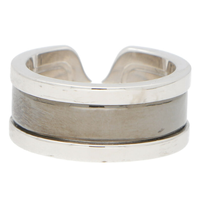 Vintage Cartier Double C Band Ring in White Gold and Rhodium