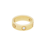 Vintage Cartier Three Diamond Love Ring in Yellow Gold Size 50