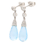 Briolette Blue Topaz and Diamond Drop Earrings