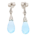 Briolette Blue Topaz and Diamond Drop Earrings