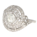 Art Deco Diamond Swirl Ring in Platinum