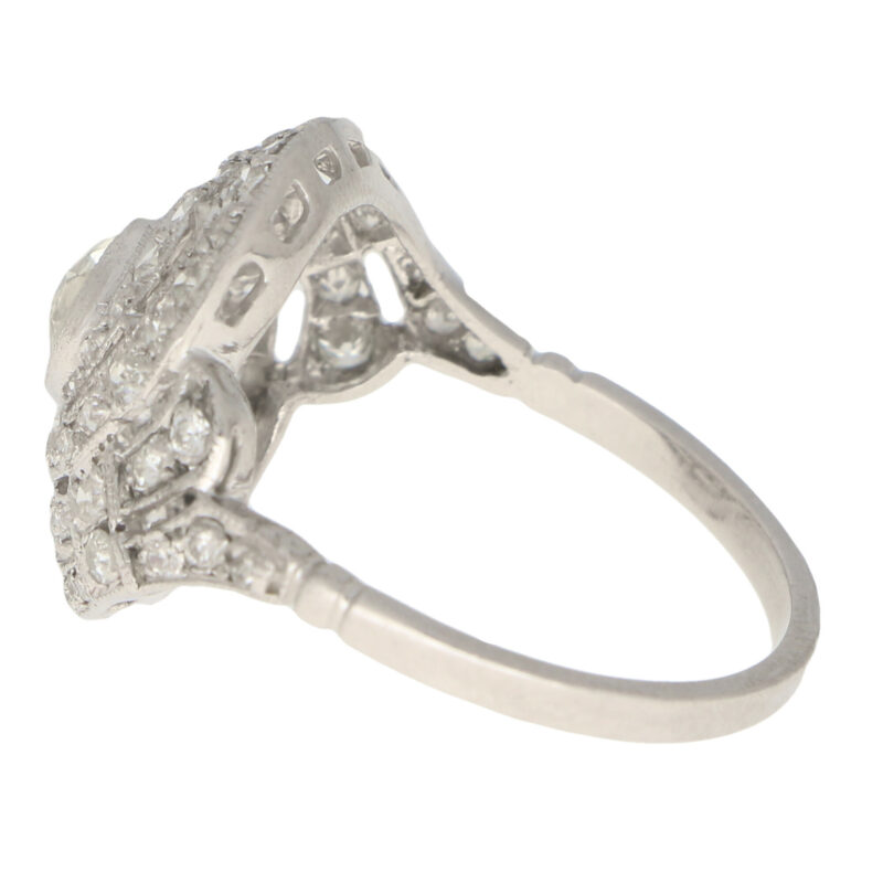 Art Deco Diamond Swirl Ring in Platinum