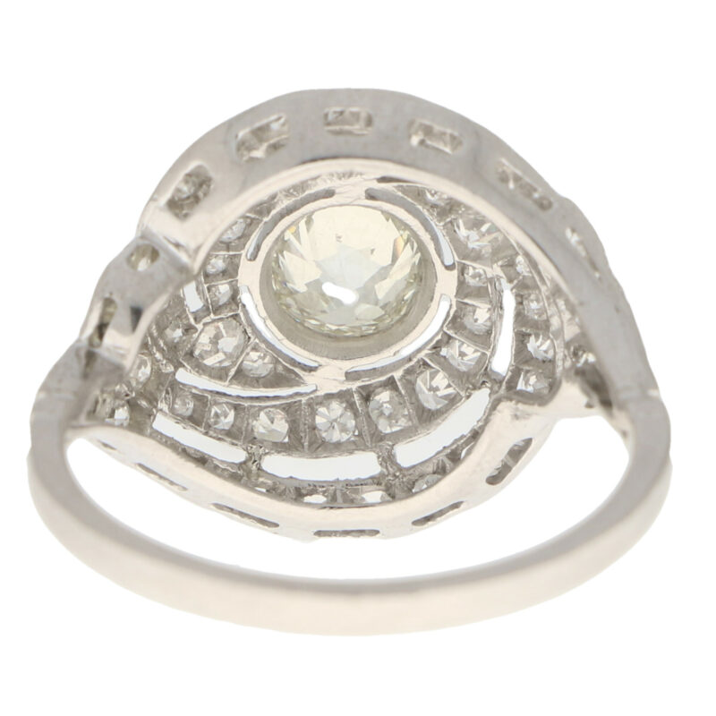 Art Deco Diamond Swirl Ring in Platinum