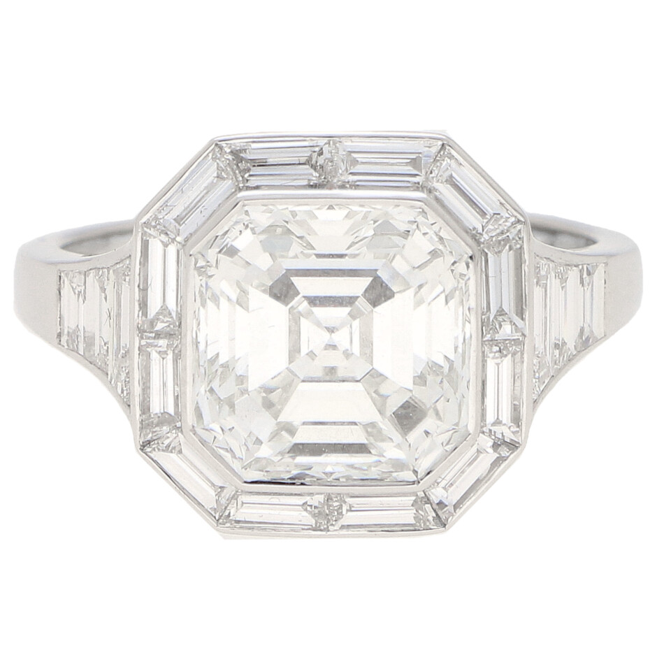 GIA Certified Art Deco Style Asscher Engagement Ring