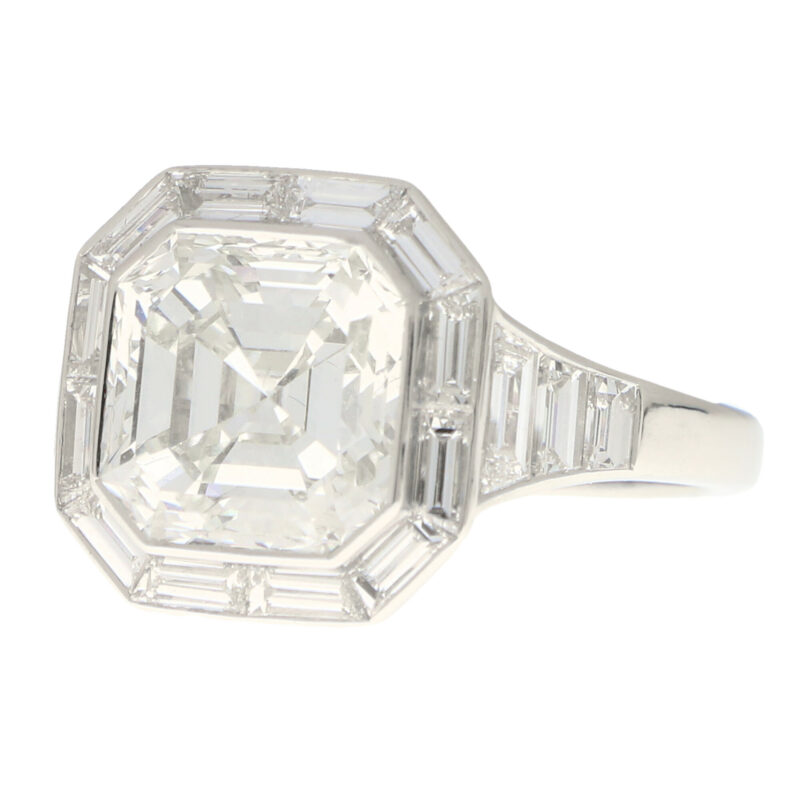 GIA Certified Art Deco Style Asscher Engagement Ring