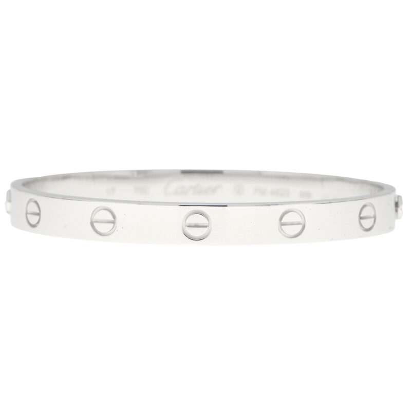 Vintage Cartier Love Bangle in White Gold Size 17