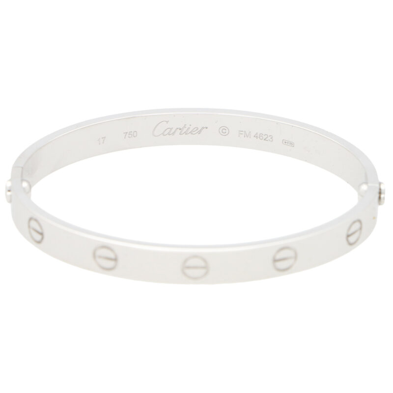 Vintage Cartier Love Bangle in White Gold Size 17