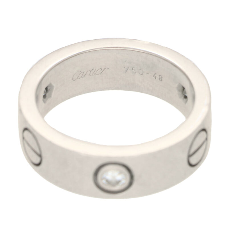 Cartier Three Diamond Love Ring in White Gold Size 48