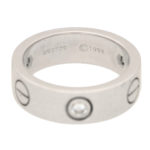 Cartier Three Diamond Love Ring in White Gold Size 48