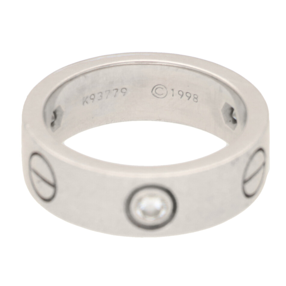 Cartier Three Diamond Love Ring in White Gold Size 48