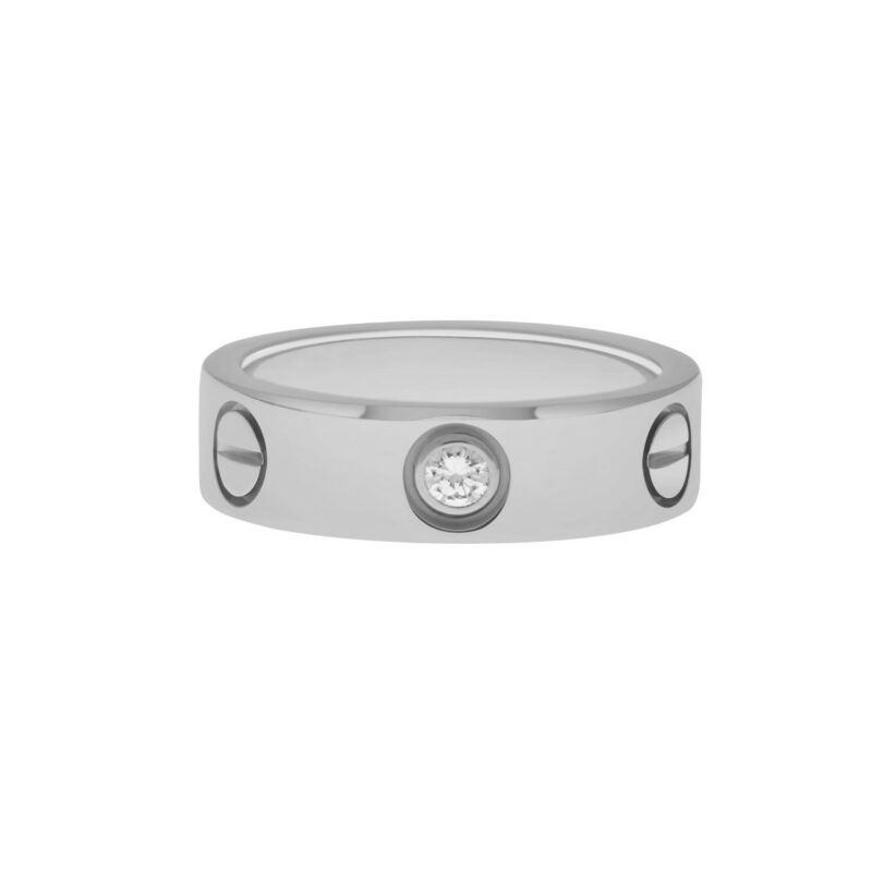 Cartier Three Diamond Love Ring in White Gold Size 48