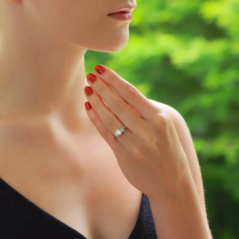 Pale Yellow Diamond Three Stone Ring