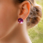 Large Purple Amethyst Dome Earrings