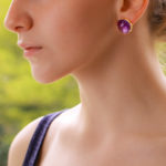 Large Purple Amethyst Dome Earrings