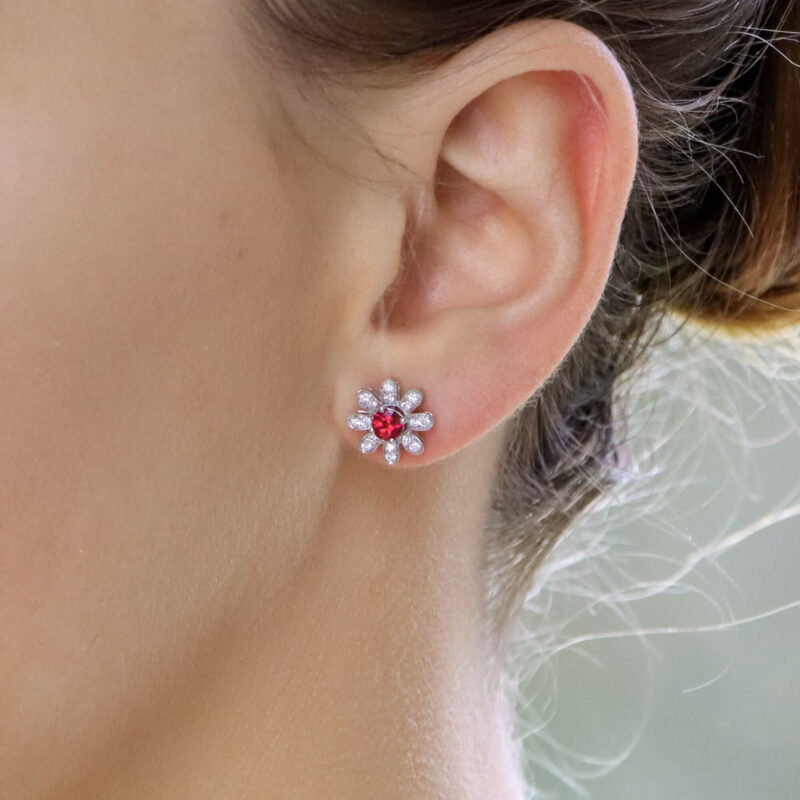 Interchangeable Ruby, Sapphire, Diamond and Pearl Stud Earrings