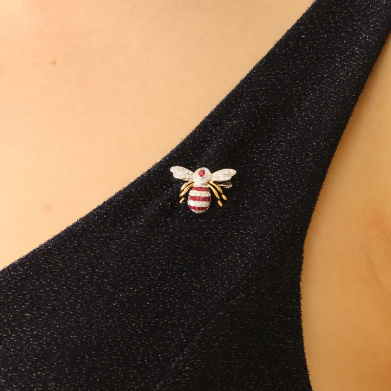 Ruby and Diamond Bee Brooch