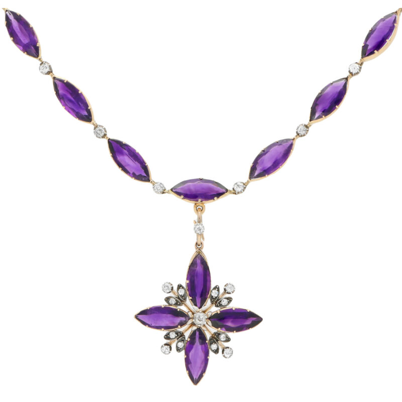 Late Victorian Amethyst and Diamond Convertible Necklace