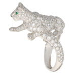 Cartier Diamond and Green Garnet Walking Panther Ring