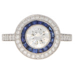 GIA Certified Sapphire and Diamond Double Target Ring