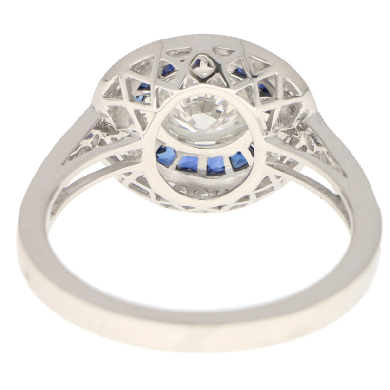 GIA Certified Sapphire and Diamond Double Target Ring