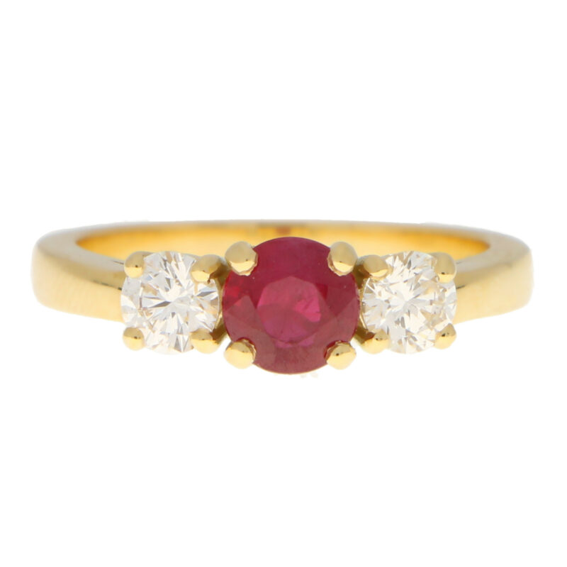 Ruby and Diamond Three Stone Ring