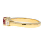 Ruby and Diamond Three Stone Ring