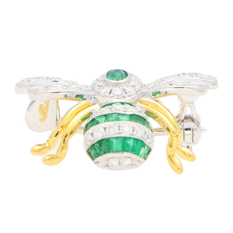 Emerald and Diamond Bee Brooch