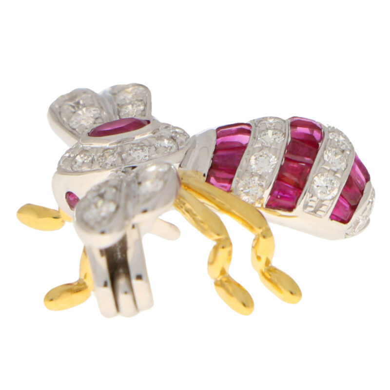 Ruby and Diamond Bee Brooch