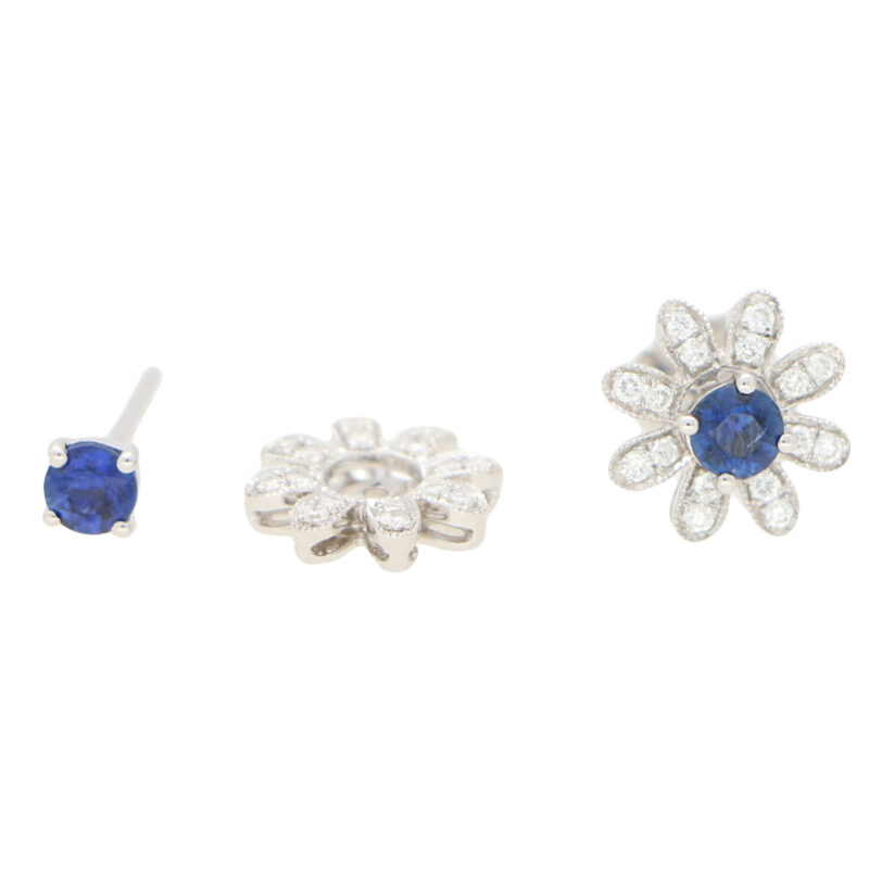 Interchangeable Ruby, Sapphire, Diamond and Pearl Stud Earrings