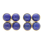 Lapis Lazuli and Diamond Clover Stud Earrings