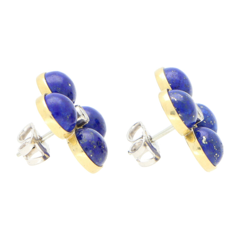 Lapis Lazuli and Diamond Clover Stud Earrings