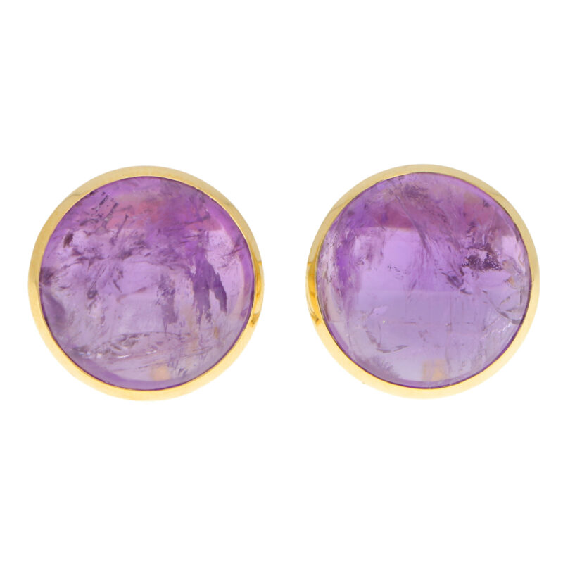 Large Purple Amethyst Dome Earrings