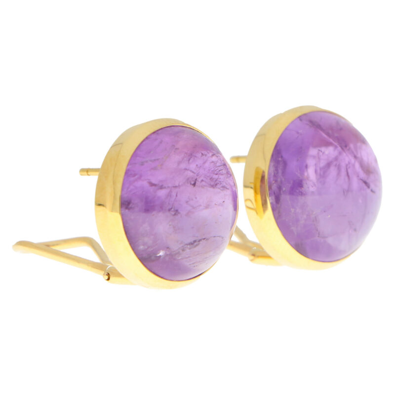 Large Purple Amethyst Dome Earrings