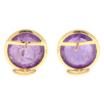 Large Purple Amethyst Dome Earrings